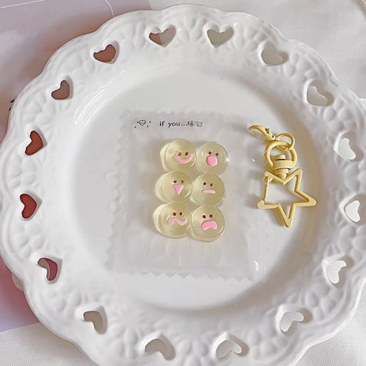 6pcs Mini Transparent Emjio Taba Squishy Toy