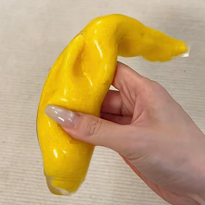 Crisp Satisfying Sound Yellow Banana Stress Ball Squishy Stress Relief Decompression Toy