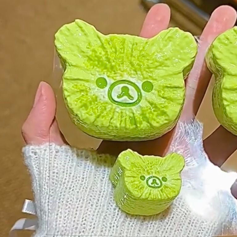 2pcs Handmade Silicone Kiwi Fruit Bear Head Taba Squishy Toy