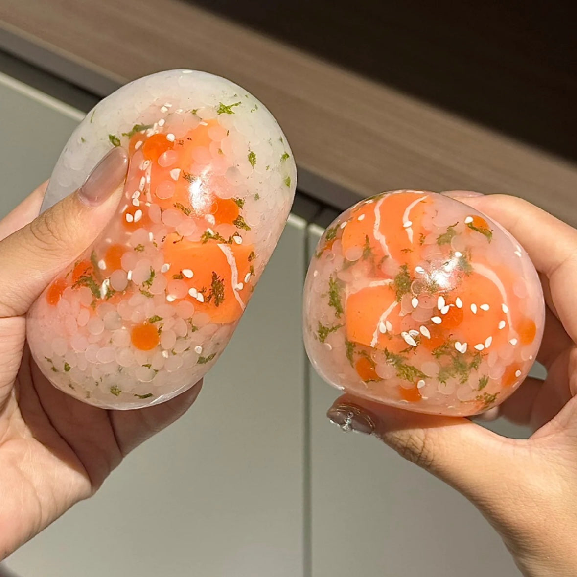 Salmon Rice Ball Stress Ball Squishy Stress Relief Decompression Toy