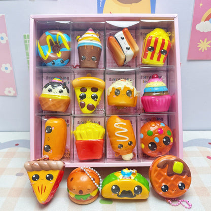 24pcs Mini Slow Rising Squishy Bread/Crybaby/Crybaby/Labubu/Capybara/WAKUKU/Sanrio Keychians Stress Relief Decompression Toy (It Feels Hard)