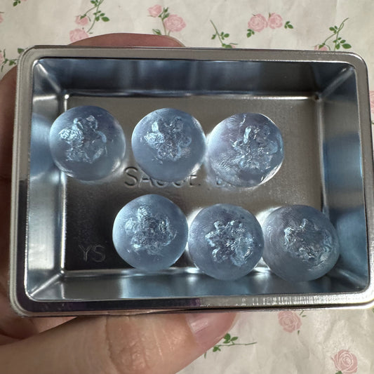 6pcs Mini Blue Transparent Blueberry Taba Squishy Toy