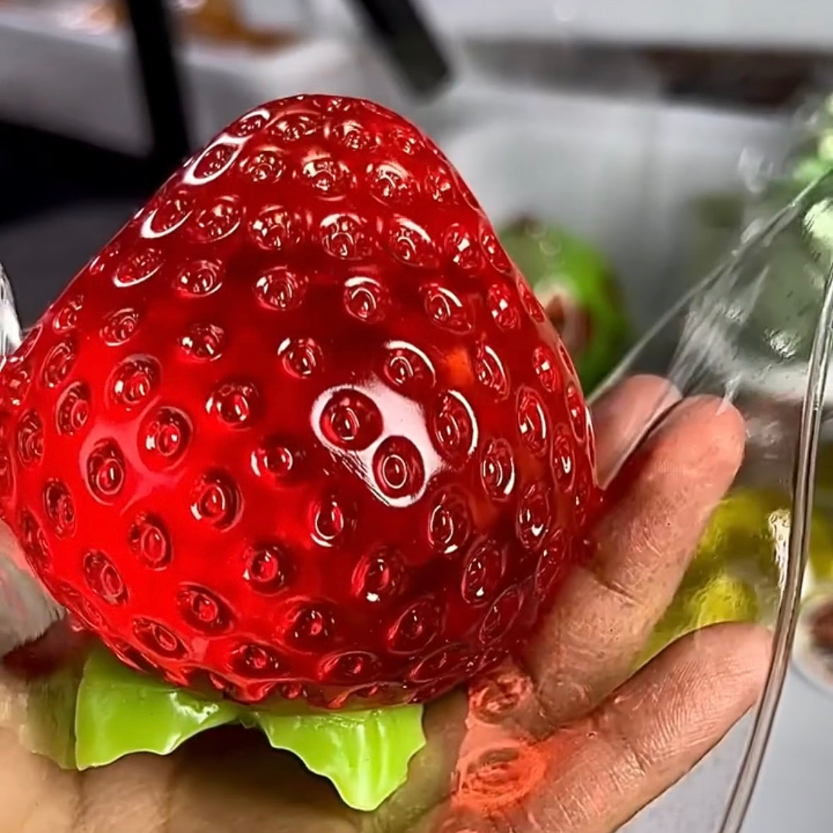 Transparent Strawberry Taba Squishy Toy