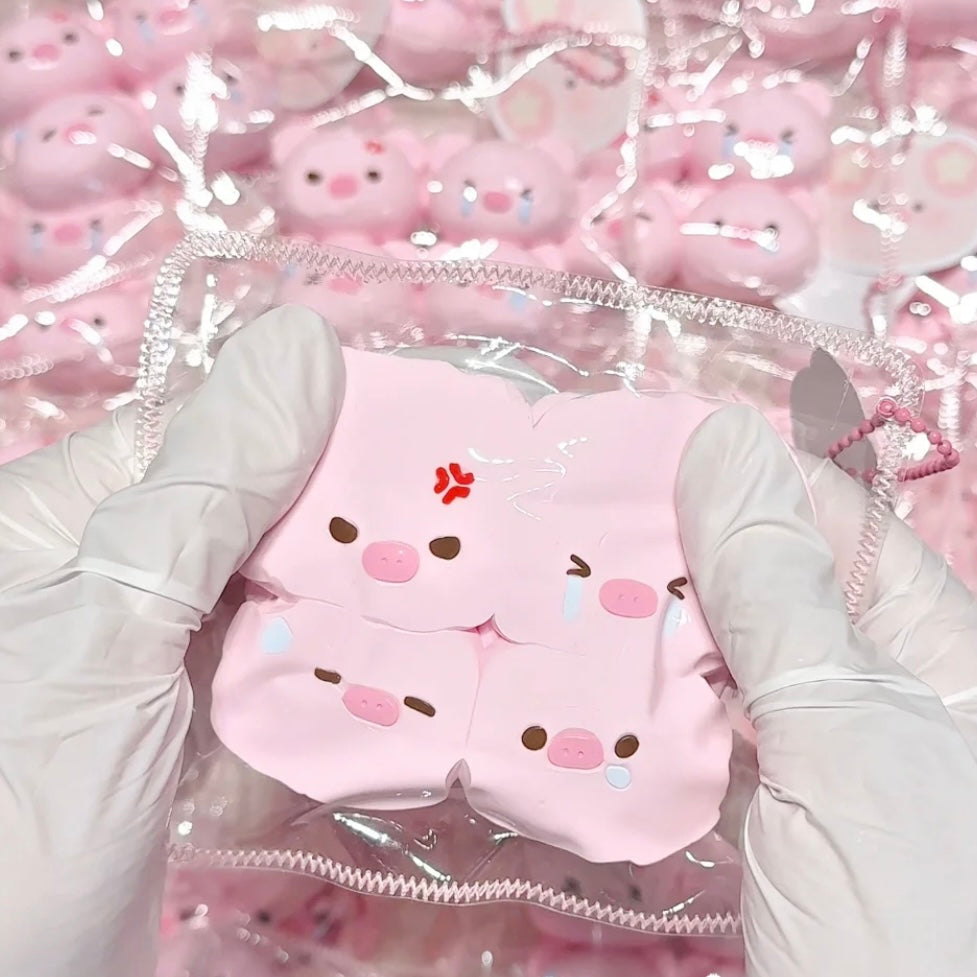 4pcs Pink Pigs Taba Squishy Toy