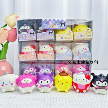 24pcs Mini Slow Rising Squishy Bread/Crybaby/Crybaby/Labubu/Capybara/WAKUKU/Sanrio Keychians Stress Relief Decompression Toy (It Feels Hard)