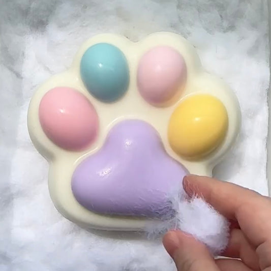 800g Big Cat's Paw Handmade Silicone Squishy Toy with Flocking/Clear Sand