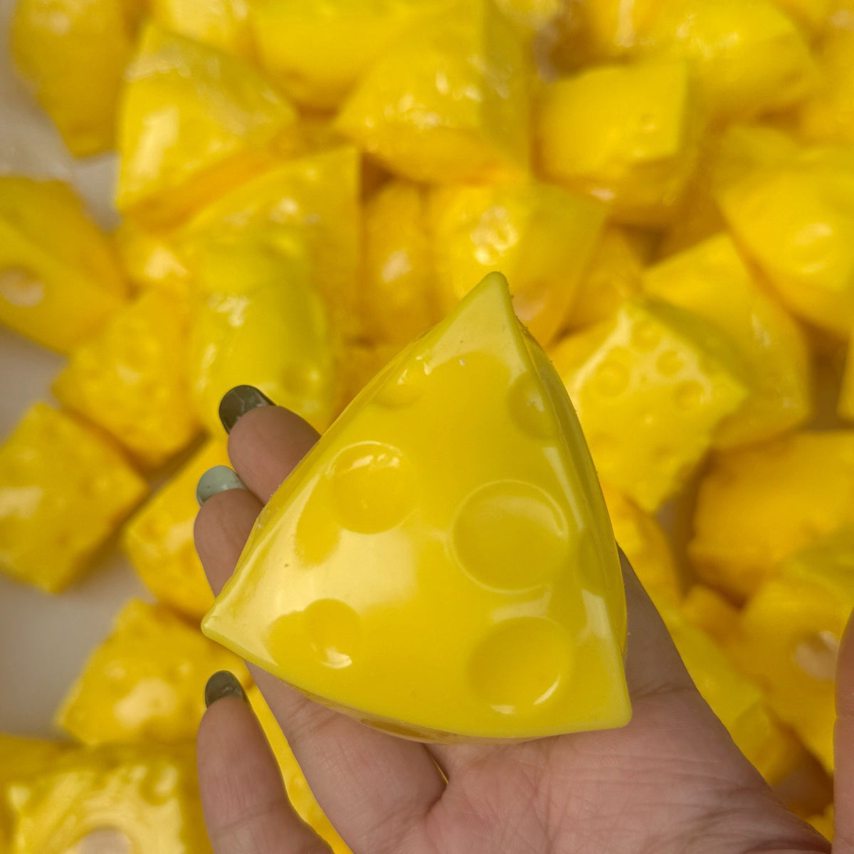 2pcs Mini Crunchy Cheese Handmade Stress Balls Bead & Clay Base (2pcs Square + Triangle)