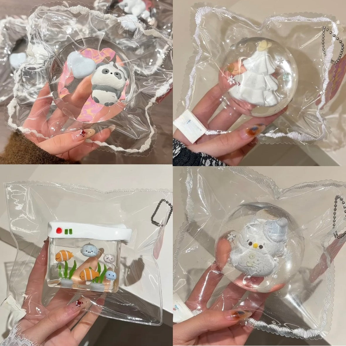 Handmade Transparent Fish Tank / Panda Ball / Christmas Tree Ball / Snowman Ball Taba Squishy Toy