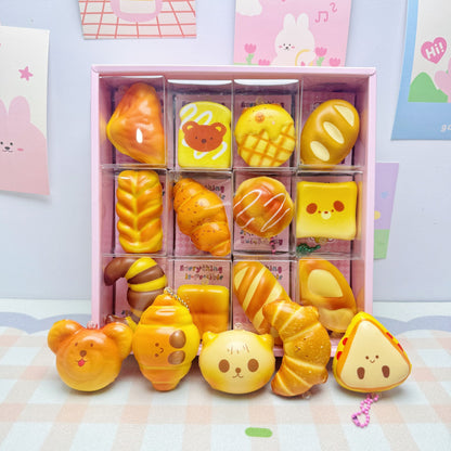 24pcs Mini Slow Rising Squishy Bread/Crybaby/Crybaby/Labubu/Capybara/WAKUKU/Sanrio Keychians Stress Relief Decompression Toy (It Feels Hard)