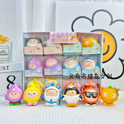 24pcs Mini Slow Rising Squishy Bread/Crybaby/Crybaby/Labubu/Capybara/WAKUKU/Sanrio Keychians Stress Relief Decompression Toy (It Feels Hard)