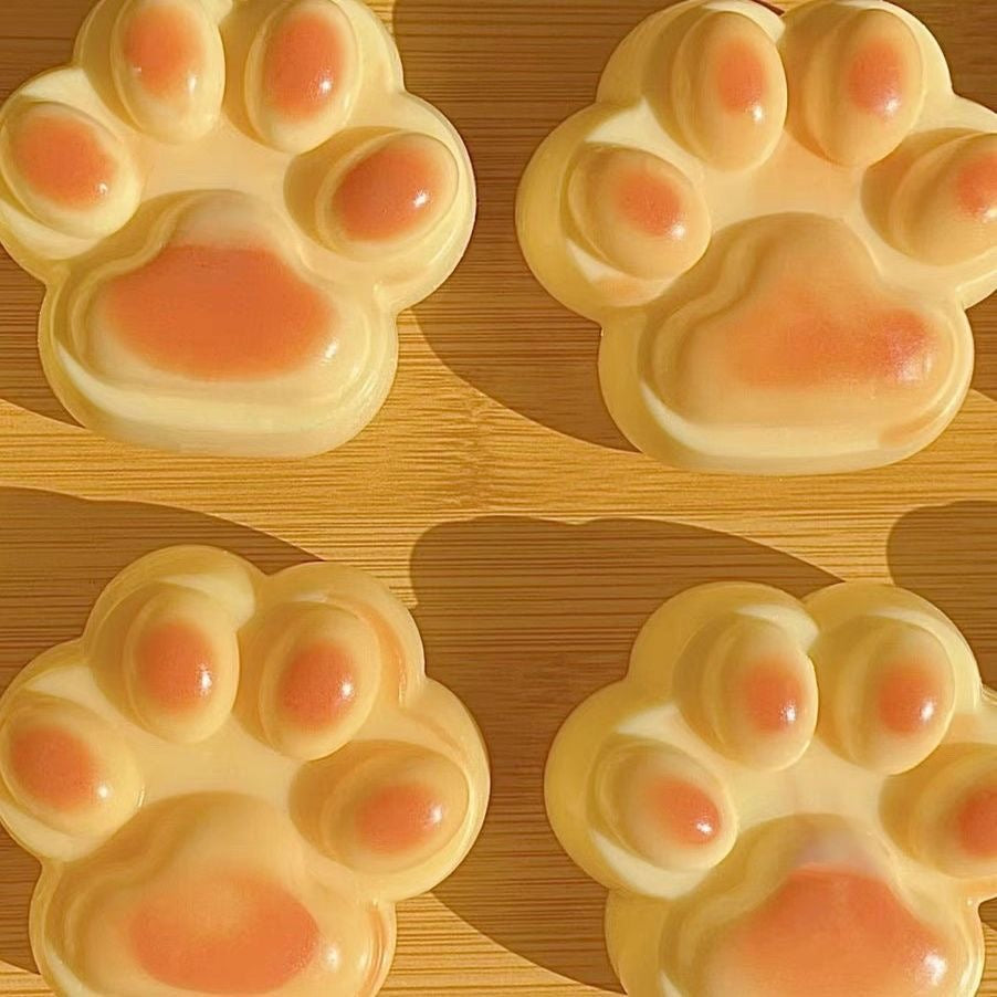 Handmade Silicone Caramel Cat Paw Stress Relief Squishy Toy （Very Sticky)