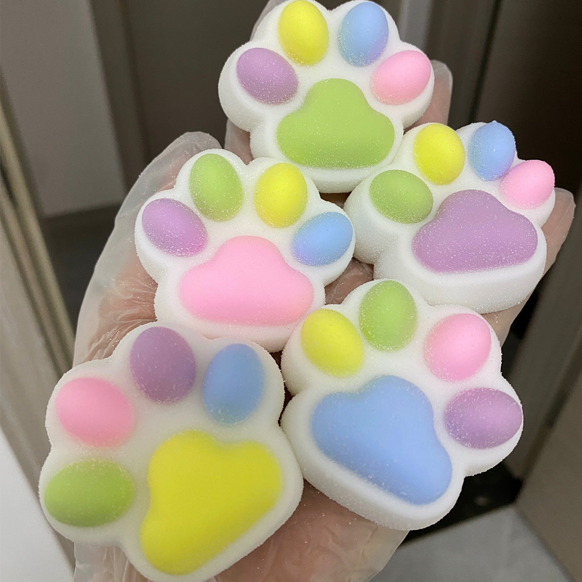 Handmade Silicone Rainbow Cat's Paw Stress Relief Squishy Toy