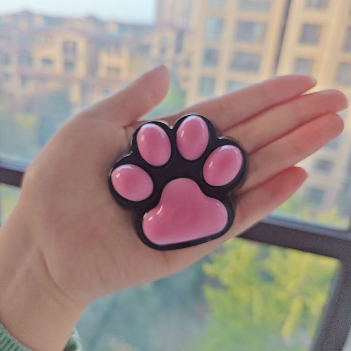 Handmade Silicone Cat's Paw Stress Relief Squishy Toy Black-Pink