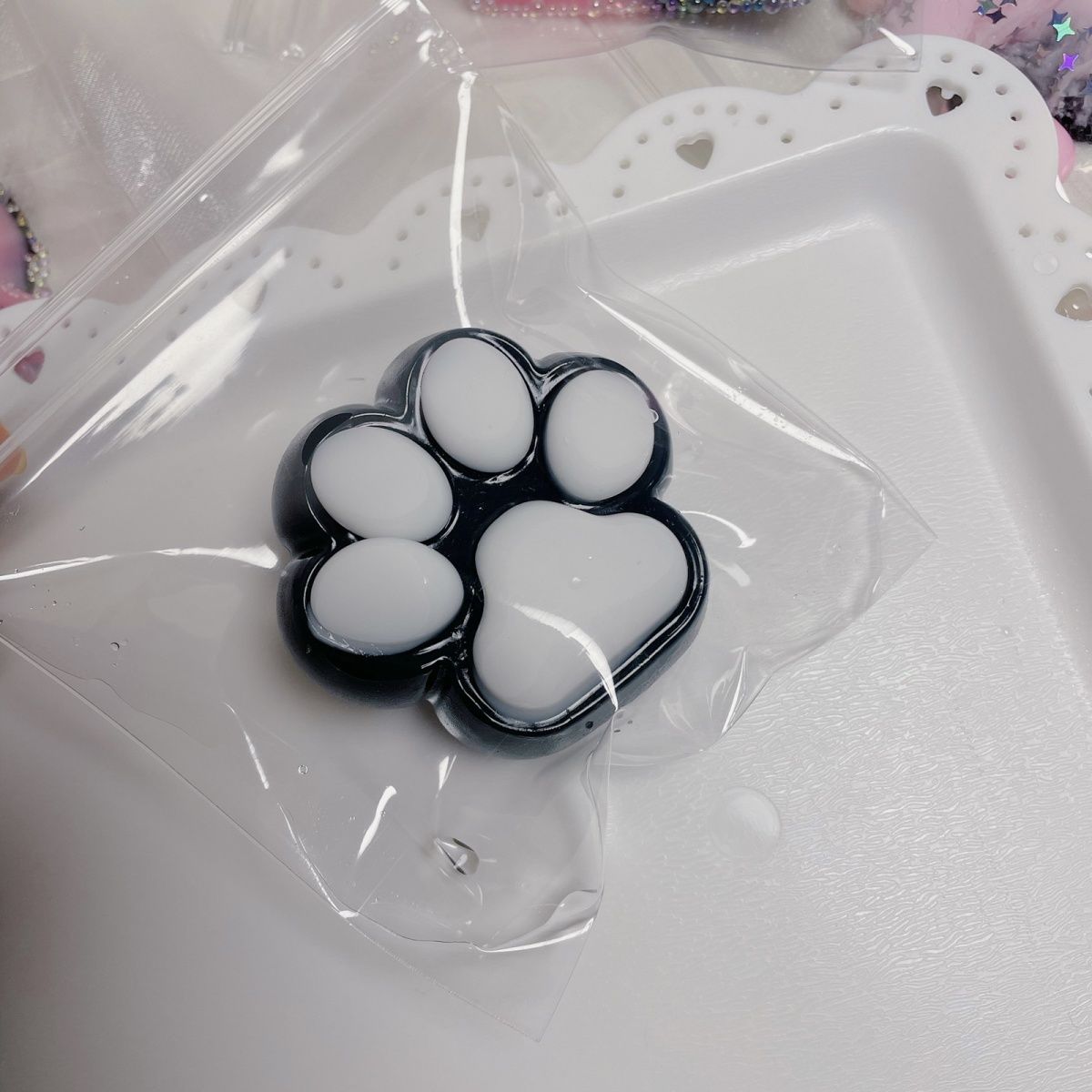 Handmade Silicone Cat's Paw Stress Relief Squishy Toy---blackpink