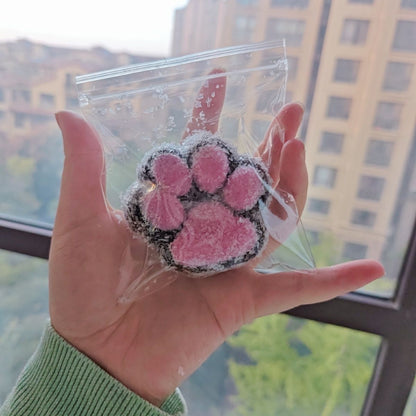 Handmade Silicone Cat's Paw Stress Relief Squishy Toy Black-Pink