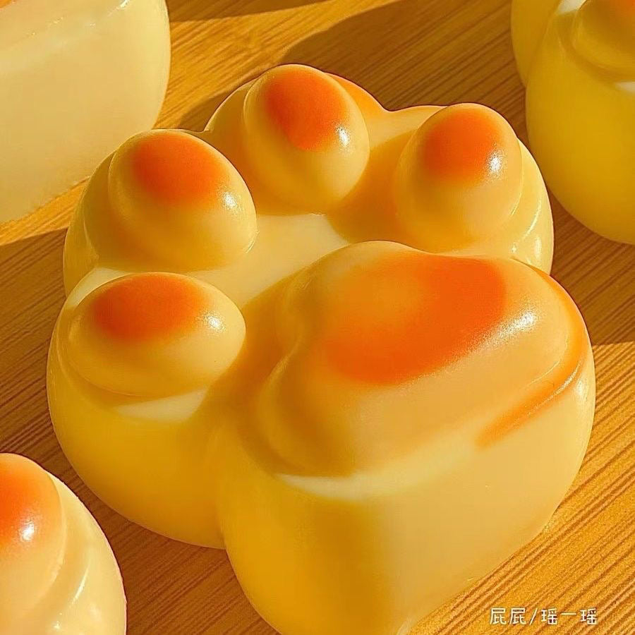 Handmade Silicone Caramel Cat Paw Stress Relief Squishy Toy （Very Sticky)